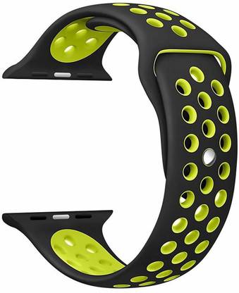 TINGTONG Soft Silicone Sport Strap Band for iWatch 38mm/40mm, Compatible with Watch Series 1/2/3/4/5 T_38/40mm_Black&VoltHole(Silicon) Smart Watch Strap