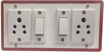 KLICK ONCE (2+2) Brown Extension Board Multi Outlet Electrical Switch Board with 2 Sockets(5A) and 2 Switches(5A) 2  Socket Extension Boards