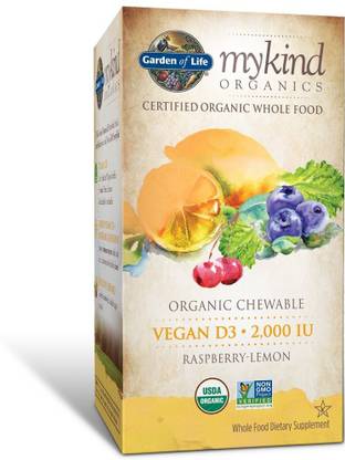 Garden Of Life Mykind Vitamin D3 2000 IU Raspberry Lemon Flavor 30 Organic Vegan Chewable Tablets