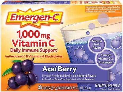 Emergen-C Vitamin C 1000mg with B Vitamin & Electrolytes Acai-Berry Flavor 9.0oz Powder