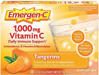 Emergen-C 1000mg Vitamin C Plus Vitamin B & Electrolytes Tangerine Flavor 9.9 oz Powder