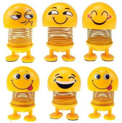 KM Traders Dancing Emoji, Smiley, Funny Smily, car Dashboard Pack of 6 Random Design