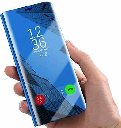 Addindia Flip Cover for Glass Flip Cover for Oppo F15 Mirror Flip Case Cover