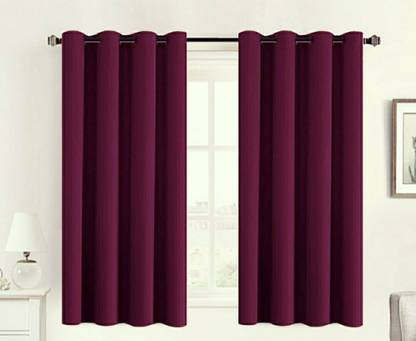 COMFY HOME 152.4 cm (5 ft) Window Silk Semi Transparent Curtain (Pack Of 2)