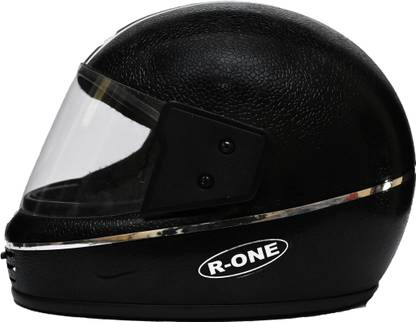 Image FULL FACE ETCHING HELMET ISI MARK SOLID PLASTIC BLACK Motorbike Helmet