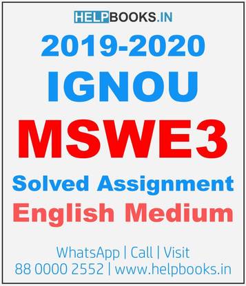 MSWE3 IGNOU Solved Assignment 2019-2020-English Medium | Printed Copy For Referance