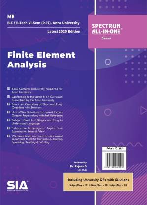 Finite Element Analysis, B.E/B.Tech (ME) VI-Semester (R-17) (Anna University), Latest 2020 Edition