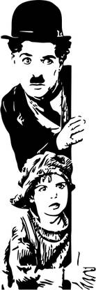DivineDesigns 28 cm Charlie Chaplin with Boys Self Adhesive Sticker