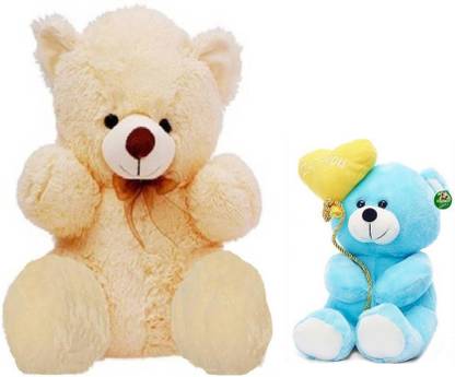 Mr Dear Combo Offer 2 Feet Cute Beige Teddy Bear & 24Cm Cute Blue i Love You Balloon Teddy Bear  - 60.0240000000001 cm