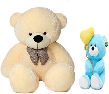 Click4Good 5 Feet Large (Standing) Cute Soft Teddy Bear With Cute (Blue) I Love You Ballon Teddy Bear  - 153 cm