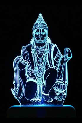 Seiri Lord Hanuman Ji in Ashirvad Mudra 3D Multi Colour Night Lamp
