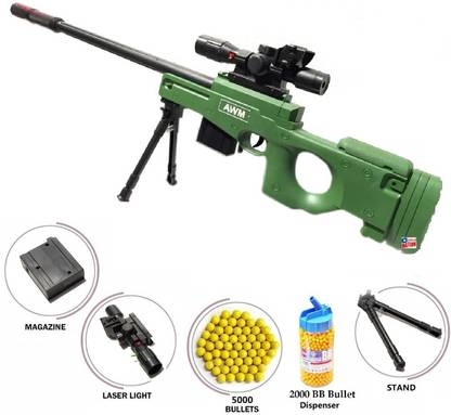 HALO NATION PUBG AWM Sniper Gun Toy Sniper Rifle - Length 30 Inch / 76 cm , Big Size BB Bullet Toy Gun for Kids + 7000 BB Bullet Bottle dispenser Guns & Darts