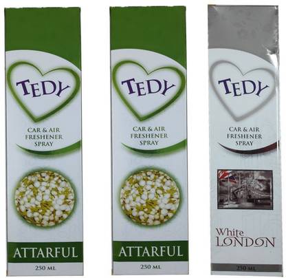 TEDY ROSE, ATTARFUL, WHITE LONDON Spray 2 TED ATTARFUL CAR & AIR FRESHENER SPRAY 250ML + 1 WHITE LONDON CAR & AIR FRESHENER SPRAY 250 ML