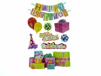Paper House Productions STDM-180E 3D Stickers, Happy Birthday