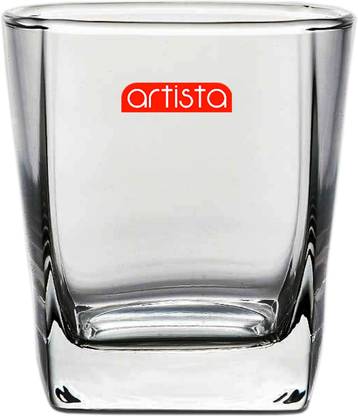 Artista (Pack of 20) Square Plaza Whisky Glasses (Small Size) (200ml x 20) with Heavy Base also for Vodka, Juice, Soft Drink, Cocktail, Mocktail Glass Set Whisky Glass