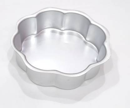 Bakers Pardise Aluminium Cake Mould Flower Shaped Aluminium Cake Mould (Silver 15cm 6") for Haft Kg