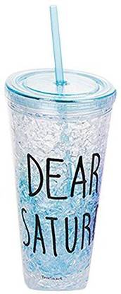 GTC Acrylic Frosty Mason Ice Jar with Straw and Lid Freezing Gel (Blue, 0068A) - Pack of 1 Plastic Frosty Freezer Beer Mug