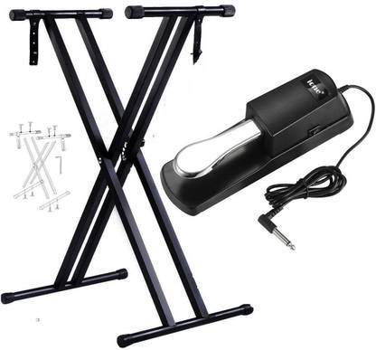 Techtest Keyboard Stand Adjustable Piano Stand for 61 Keys Universal Instrument Accessories Double Braced X-Style with Sustain Pedal for Keyboard, Keyboard Musical Instrument Stand, Yamaha Keyboard Stand, Piano Stand, Piano Keyboard Stand, Musical Instrument Stand, Keyboard Musical Stand, Keyboard Sustain Pedal, Piano Keyboard Casio, Casio Stand, Double Keyboard Stand, Sustain Pedal, Keyboard Pedal, Piano Pedal, Keyboard Stand