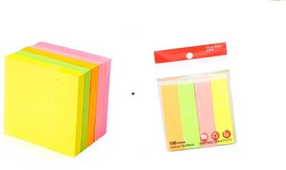 R H lifestyle 3" x 3" Sticky Notes 5 color with 4 color Page Marker Combo Pack 100 Sheets Regular, 5 Colors