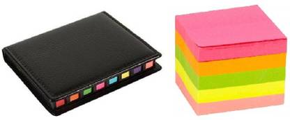R H lifestyle 3" x 3" Sticky Notes 5 color with PU leather Memo Notepad Combo Pack 100 Sheets Regular, 8 Colors