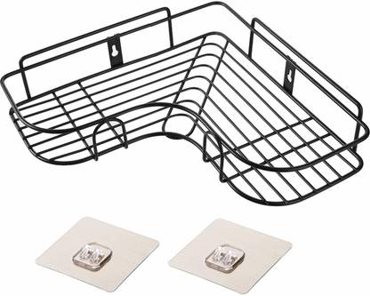GeTrex Stainless Steel Wall Mounted Bathroom Shower Corner Self Organizer Storage Wall Hanging Shower Caddy Rack Steel Wall Shelf