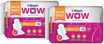 VWash Wow Ultra Thin Napkins XL 60 Sanitary Pad