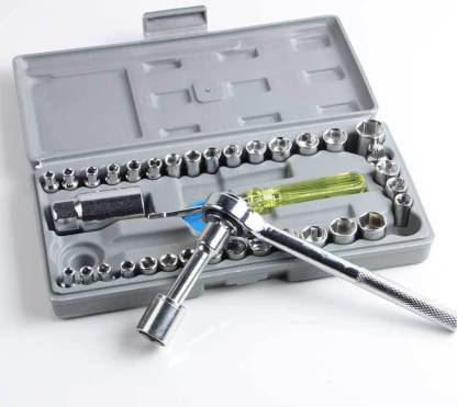 UZANI 40 in 1 Pcs Wrench Tool Kit & Screwdriver and Socket Set Automobile Motorcycle Tool Box Set Socket Wrench Sleeve Suit Hardware Auto Car Repair Tools Socket Wrenches Socket Set (Pack of 1) Socket Set