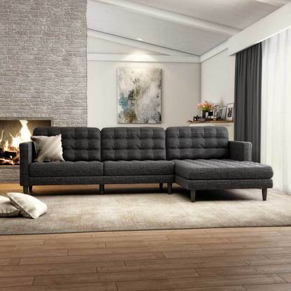 Durian Benson Grey Fabric 4 Seater Sofa