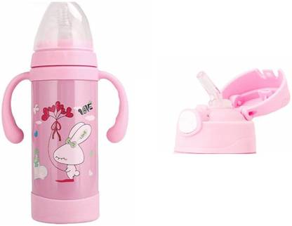 Honey Boo Feeding Bottle Stainless Steel Thermos cup Child Straw Double-layer Mug Bottle Boxed For kid baby - 220 ml