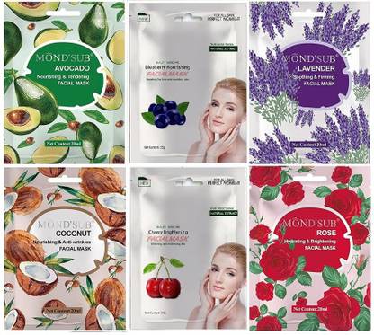 MOND'SUB Nourishing Face Sheet Mask Combo (Pack of 6)