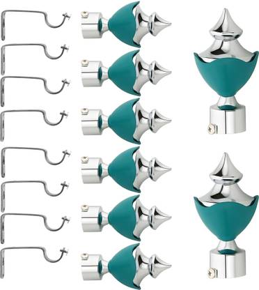Bzcarts Light Blue Rod Rail Bracket, Curtain Knobs, Curtain Hooks Metal