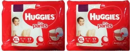 Huggies BABY DRY PANTS,SIZE XL, 17 PCS PACK, COMBO OF 2 - XL