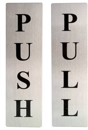 SRD Graphix Stainless Steel 6 x 2" PUSH PULL Sticker Name Plate