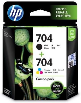 HP 704 combo pack Black + Tri Color Combo Pack Ink Cartridge