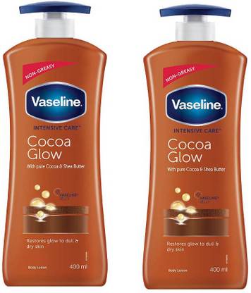 Vaseline Intensive Care Cocoa Glow Body Lotion, 400 ml(2 Pack)