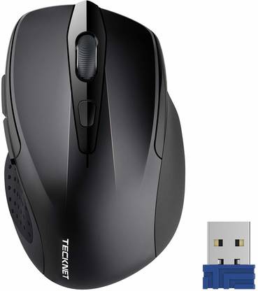 TECKNET M003 2.4G Ergonomic Wireless Mobile Optical Mouse with USB Wireless Ambidextrous Optical Mouse  with Bluetooth