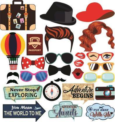 Grapits Travel party props photo booth of 27 Photo Booth Board