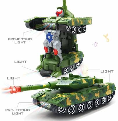 TRUVENDOR ENTERPRISES Deformation Combat Electronic Robot Car Tank Deformation Robot Toy with Light, Music and Bump Function (Tank Robot) Toys for Boys/Toddlers/Kids