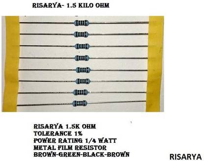 RISARYA 1.5K-OHM RESISTANCE,MFR,1%,1/4W,FIXED RESISTOR(1.5 KILO OHM 1%) Fixed Resistor