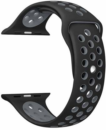 Tingtong Soft Silicone Sport 38mm/40mm/41mm Black and Grey Air Hole Smart Watch Strap