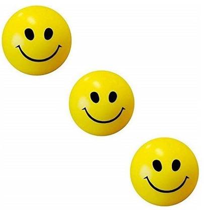 Definite Smiley Sponge Ball Stress Relieving 7cm Diameter 3 Balls  - 2.7 inch