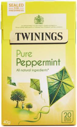 TWININGS Pure Peppermint 20 Tea Bags (Imported) Peppermint Tea Bags Box