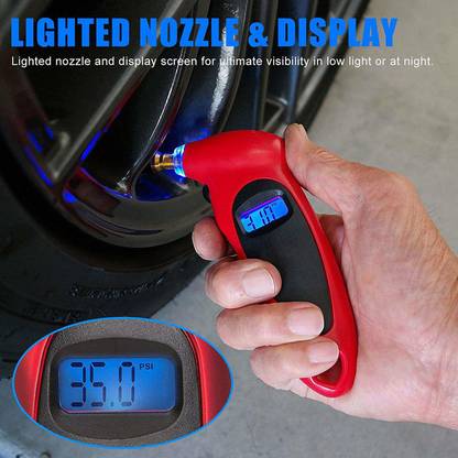 Techtest Digital Tire Pressure Gauge Digital Tire Pressure Gauge 150 PSI 4 Settings with Lighted Nozzle, Back light LCD, Non-Slip Grip for Car, Truck, Motorcycle With ortable Air Compressor Tire Inflator with Gauge, Auto Digital Air Pump for Car Tires with Extra LED Light, DC 12V 150 PSI Tire Pump for Car, Bicycle, Motorcycle, Basketball, Pool Toys