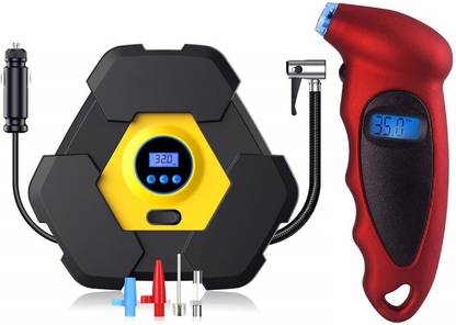 Techtest Digital Tire Pressure Gauge Digital Tire Pressure Gauge 150 PSI 4 Settings with Lighted Nozzle, Back light LCD, Non-Slip Grip for Car, Truck, Motorcycle With ortable Air Compressor Tire Inflator with Gauge, Auto Digital Air Pump for Car Tires with Extra LED Light, DC 12V 150 PSI Tire Pump for Car, Bicycle, Motorcycle, Basketball, Pool Toys