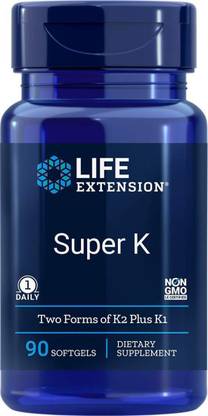 Life Extension Super K One Daily Two Forms of K2 Plus K1 90 Softgel