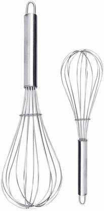 Petals Stainless Steel Egg Whisk Cake Batter Whisker 25cm & 20cm, 2-Pieces Set Steel Balloon Whisk