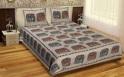 PAZER Cotton Double Flat 350 TC Jaipuri Prints Bedsheet
