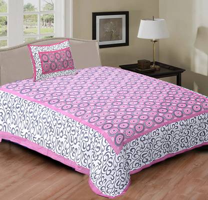 Maloni Creations Cotton Single Flat 270 TC Jaipuri Prints Bedsheet