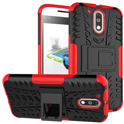 Accessories Kart Back Cover for Motorola G4 plus Dazzle tyre case with kick stand