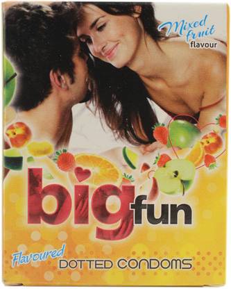 Big Fun Dotted Condoms (Mixed Flavour) - Pack of 3 Condom